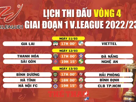 Lịch thi đấu vòng 4 V.League 2022-2023